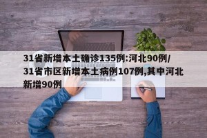 31省新增本土确诊135例:河北90例/31省市区新增本土病例107例,其中河北新增90例